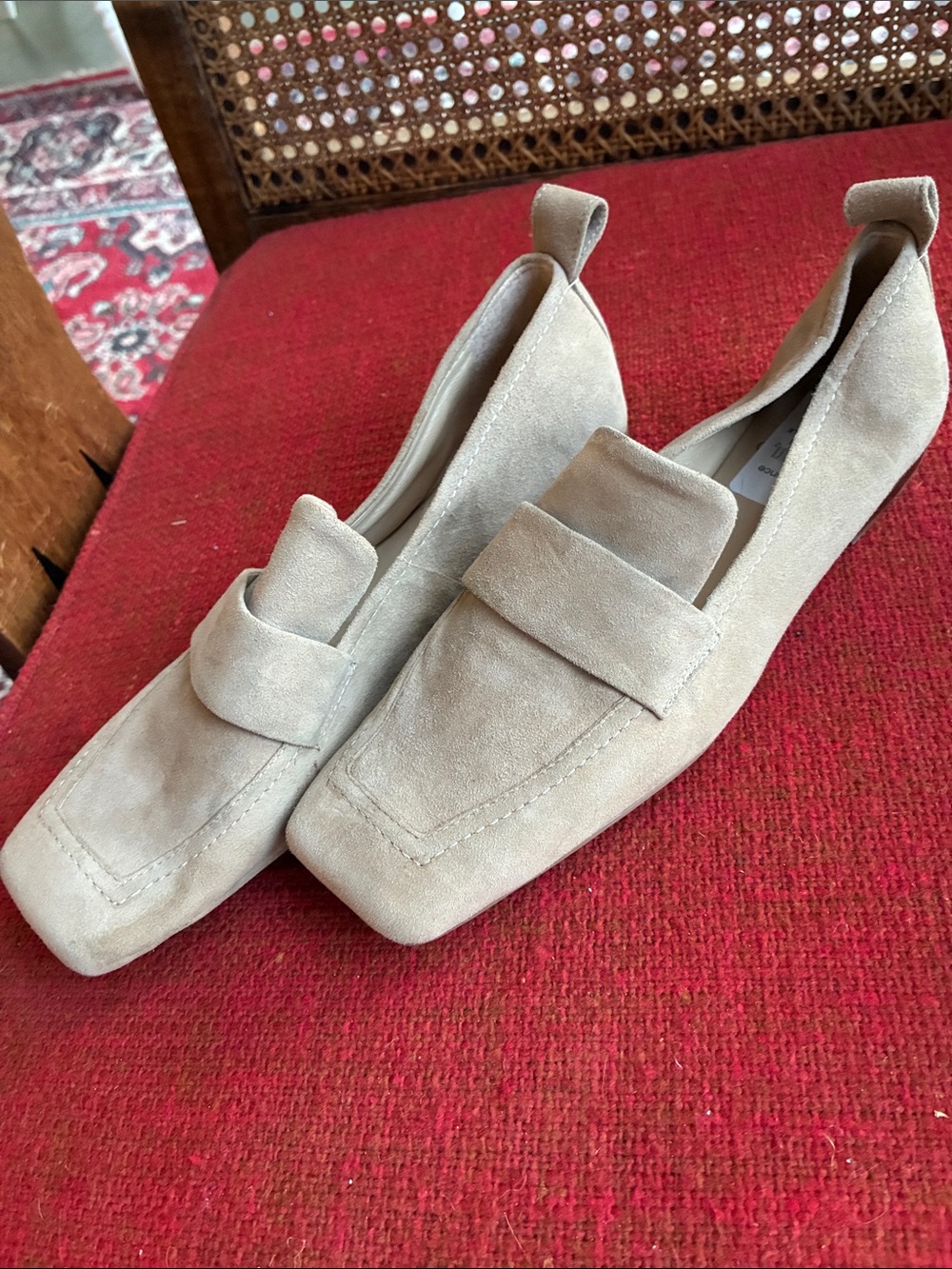 Vince Camuto Taupe Suede Penny Loafers